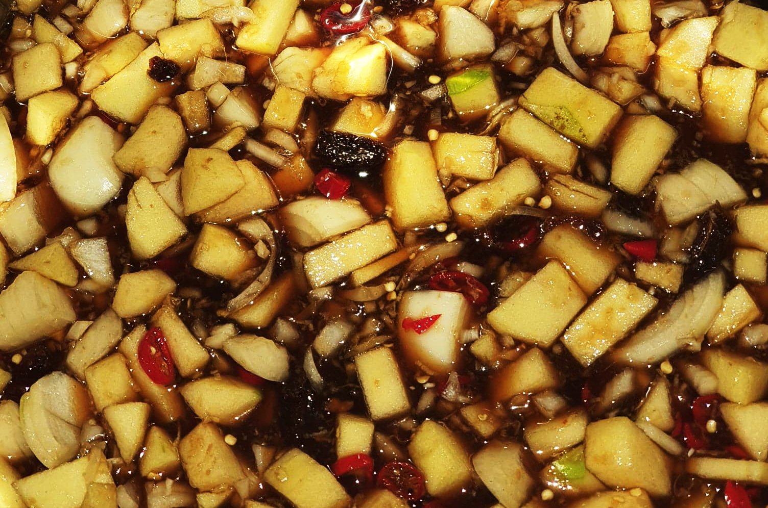 Image of all ingredients in the cooking pan after 45 minutes